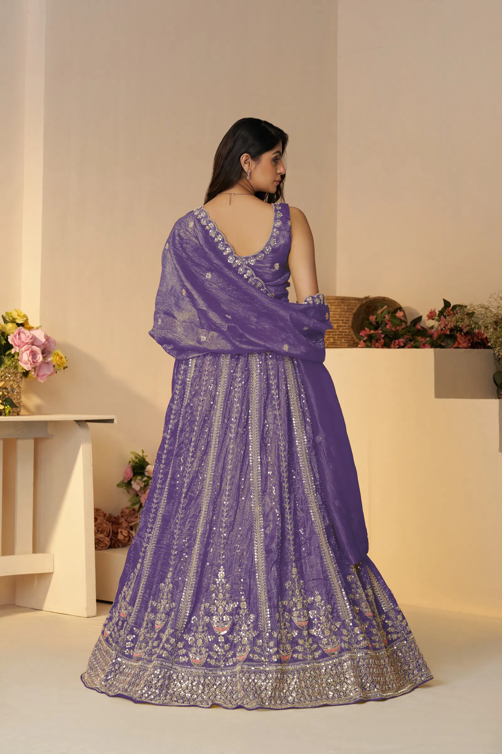Kf 44 Purple Jimmy Choo Embroidered Bridal Lehenga Wholesalers In Delhi